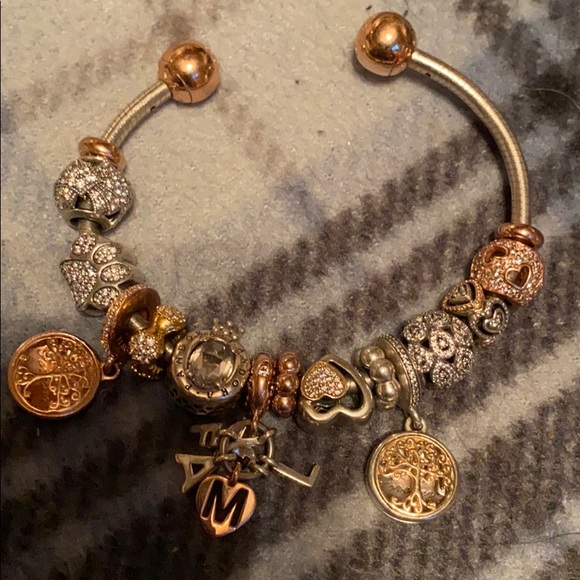 Gold silver rose gold Authentic Pandora bracelet